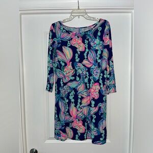 Lilly Pulitzer S Marlowe Dress Going Coastal Microfiber Cotton knit long sleeve